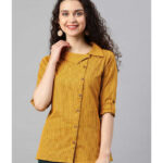 A Gallery Casual Regular Sleeve Striped Women Yellow Top