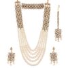 Gold Plated Bridal Long Necklace Set Neck Choker with Earrings and Maang Tikka for Women & Girls