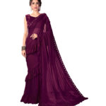 Solid Fashion Lycra Blend Saree  (Purple)