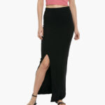 Women Black Solid Maxi Skirt