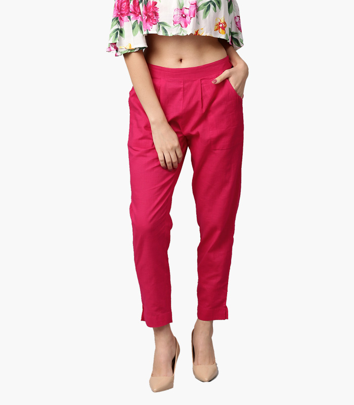 Women Pink Regular Trousers