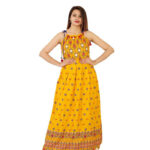 Wows Women Fit and Flare Yellow Dress