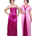 Trund Women Nighty with Robe (Multicolor)