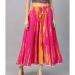 Vara Women Abstract Flared Pink Skirt